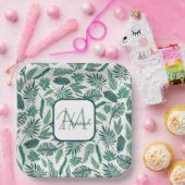 Moderne grüne Aquamarine tropische Blätter Design Pappteller (Party)