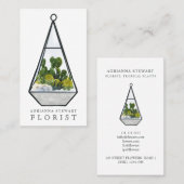 Moderne grüne Aquarellkaktus terrarium florist Visitenkarte (Vorne/Hinten)