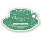 Moderne grüne Aufkleber für Kaffeetassen (Vorderseite)