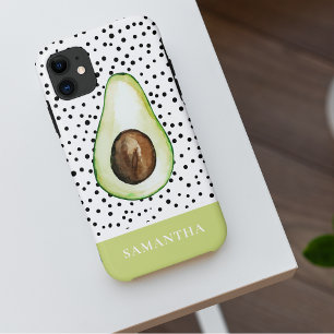 Moderne grüne Avocado personalisierter Name Case-Mate iPhone Hülle