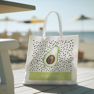 Moderne grüne Avocado personalisierter Name Tragetasche