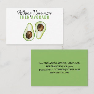 Moderne grüne Avocado-Zitate für Avocadoliebhaber- Visitenkarte