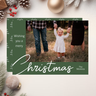 Moderne Grüne Baum-Familienfoto-Weihnachtskarte Feiertagskarte