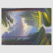 Moderne Grüne Bäume Wasser Wolken Landschaftsbild Seidenpapier (Vorderseite)