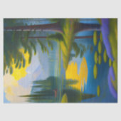 Moderne Grüne Bäume Wasserlandschaft Kunstwerk Seidenpapier (Vorderseite)