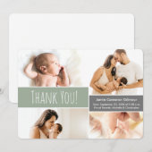 Moderne grüne Begrüßungs-Zuhause Baby-Kinderfoto-C Dankeskarte (Vorne/Hinten)