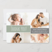 Moderne grüne Begrüßungs-Zuhause Baby-Kinderfoto-C Dankeskarte (Vorderseite)