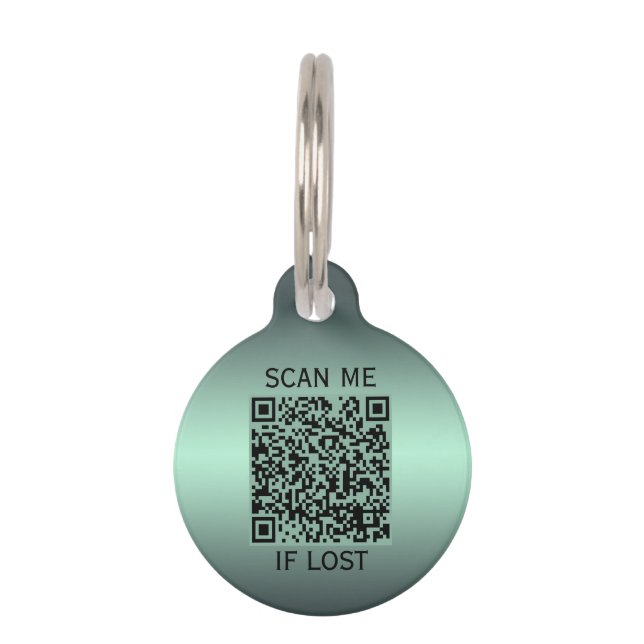 Moderne grüne benutzerdefinierte QR-Code-Hundehals Haustiermarke (Vorderseite)