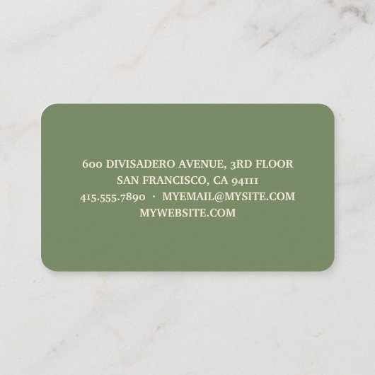 Moderne grüne Bio Lebensmittel Visitenkarte (Rückseite)