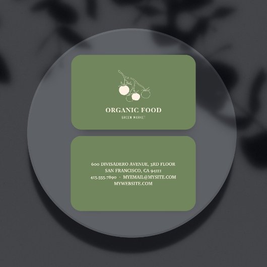 Moderne grüne Bio Lebensmittel Visitenkarte