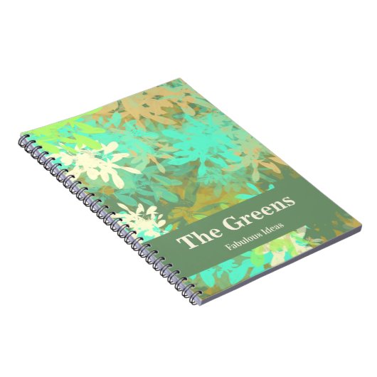 Moderne grüne Blätter Abstraktes Design Notizblock (Rechte Seite)