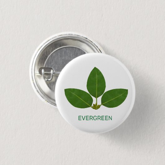 Moderne grüne Blätter auf Weiß Button (Vorne & Hinten)