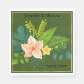 Moderne grüne Blätter Blumenzettel Napkin Serviette (Vorderseite)