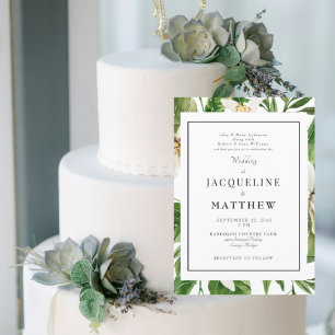 Moderne grüne Blätter-Eltern-Hochzeit Einladung