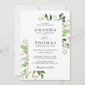 Moderne Grüne Blätter Foliage Frame Wedding Einladung (Vorderseite)