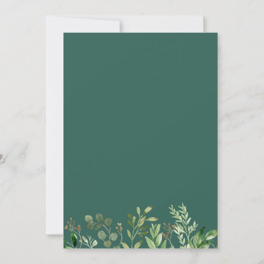 Moderne Grüne Blätter Foliage Frame Wedding Einladung (Rückseite)