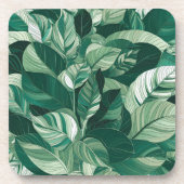 Moderne grüne Blätter Muster Getränkeuntersetzer (Vorderseite)