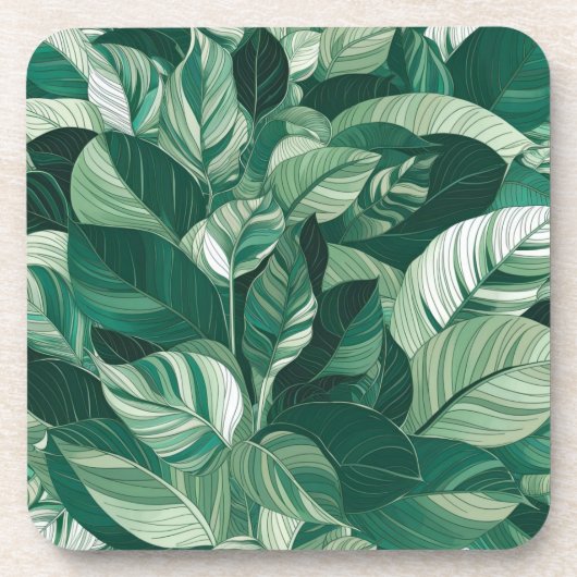 Moderne grüne Blätter Muster Getränkeuntersetzer (Vorderseite)