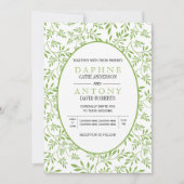 Moderne grüne Blätter Muster Hochzeit Einladung (Vorderseite)