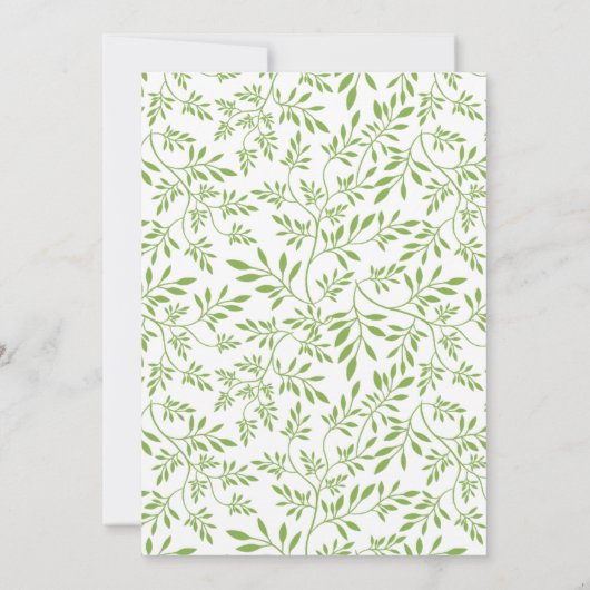 Moderne grüne Blätter Muster Hochzeit Einladung (Rückseite)