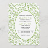 Moderne grüne Blätter Muster Hochzeit Einladung (Vorne/Hinten)