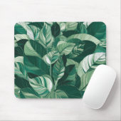 Moderne grüne Blätter Muster Mousepad (Mit Mouse)