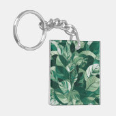 Moderne grüne Blätter Muster Schlüsselanhänger (Vorderseite links)