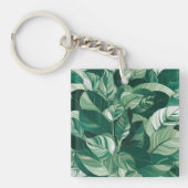 Moderne grüne Blätter Muster Schlüsselanhänger (Vorderseite)