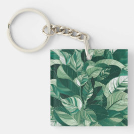 Moderne grüne Blätter Muster Schlüsselanhänger