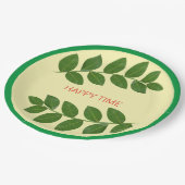 Moderne grüne Blätter Pappteller (Schrägansicht)