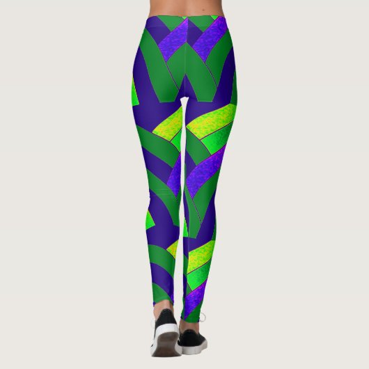 Moderne, grüne/blaue Chevronen Leggings (Rückseite)