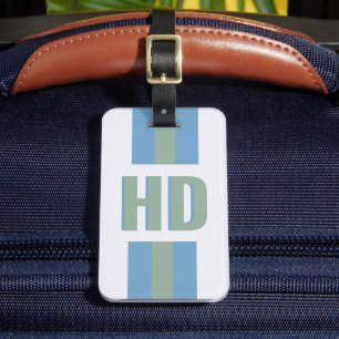 Moderne grüne blaue gestreifte Shadow Monogram fem Gepäckanhänger