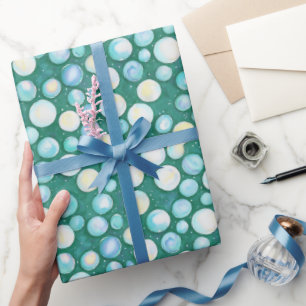 Moderne Grüne Blaue Luftblasen Schnee Wasserfarbe  Geschenkpapier