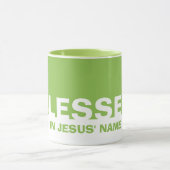 Moderne grüne BLESSED im Namen Jesu Christlich Tasse (Zentrum)