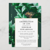Moderne grüne Blumenfeier Einladung (Vorne/Hinten)