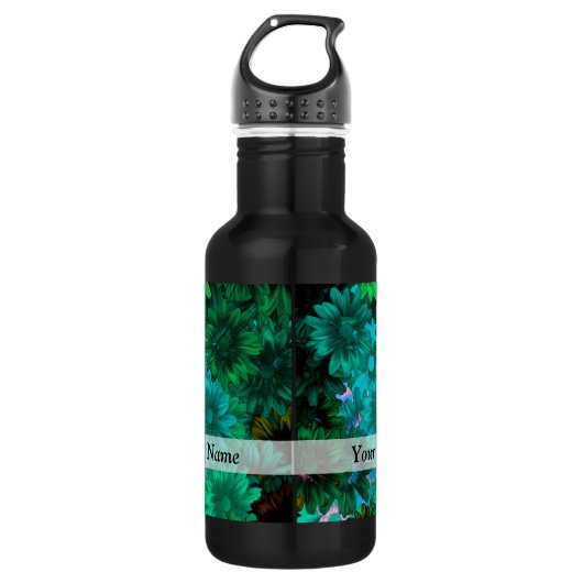 Moderne grüne Blüte Trinkflasche (Vorderseite)