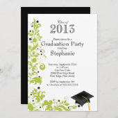 Moderne grüne Blütenklasse der Graduierungspartei Einladung (Vorne/Hinten)