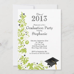 Moderne grüne Blütenklasse der Graduierungspartei Einladung