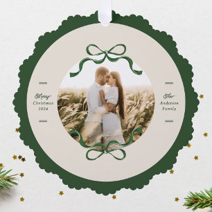 Moderne grüne Bögen Weihnachtsfoto Ornament Karte
