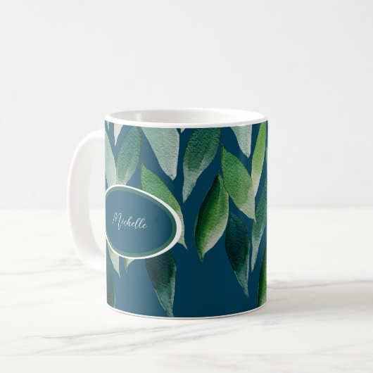 Moderne grüne Bohemische Natur Kaffeetasse (Vorderseite Links)