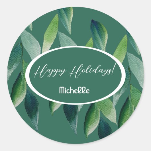 Moderne grüne Bohemische Natur Runder Aufkleber (Vorderseite)