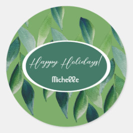 Moderne grüne Bohemische Natur Runder Aufkleber