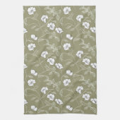 Moderne grüne botanische Blume Blumenmuster Geschirrtuch (Vertikal)