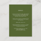 Moderne grüne Botanische Blumenhochzeit Begleitkarte (Vorderseite)