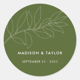 Moderne grüne botanische Gastgeschenk Hochzeit Runder Aufkleber