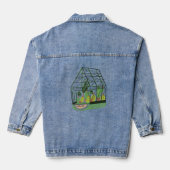 Moderne grüne botanische grüne Hausrosa Jeansjacke (Rückseite)