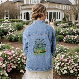 Moderne grüne botanische grüne Hausrosa Jeansjacke