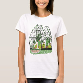 Moderne grüne botanische grüne Hausrosa T-Shirt
