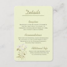 Moderne grüne botanische Hochzeitsdetailskarte
