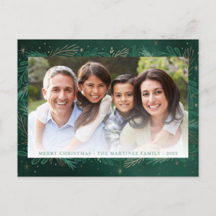 Moderne grüne Botanische Keepake Foto Weihnachten